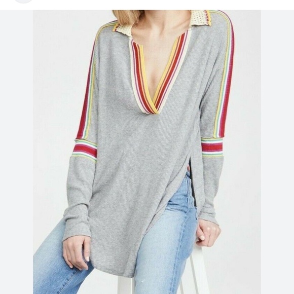 We The Free People Top S Feeling Magical Ribbed Oversized Crochet Rainbow Pride - Picture 2 of 12